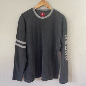 Vintage Y2K Guess Jeans Mens Charcoal Grey Fleece Sweatshirt Size L